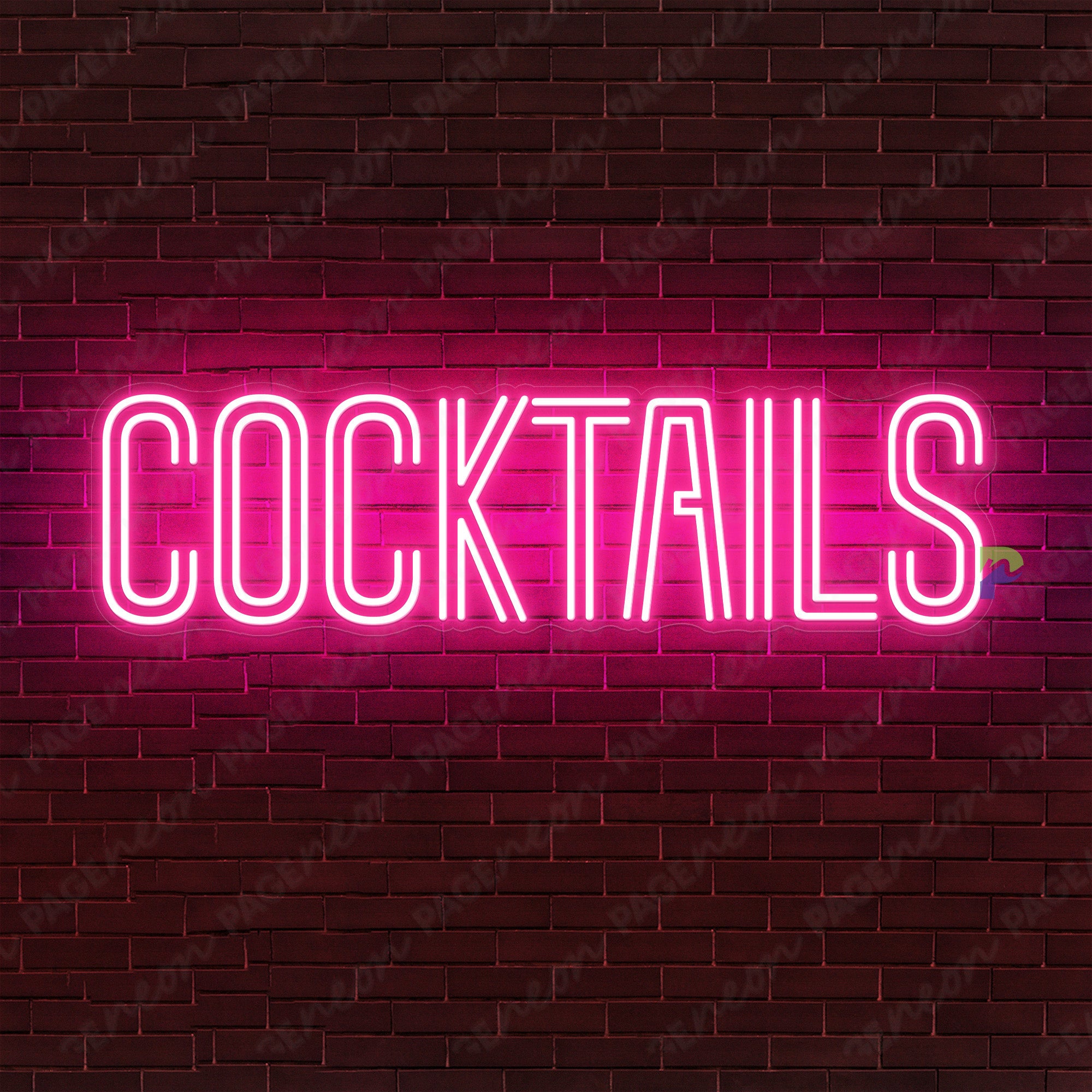 Cocktails Neon Sign For Bar Pink