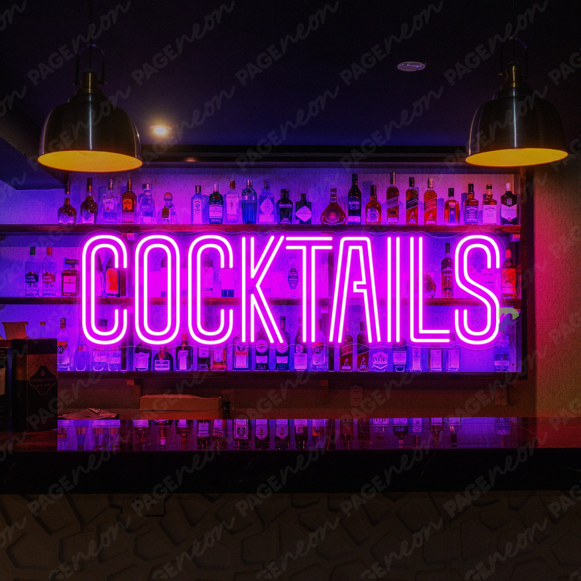Cocktails Neon Sign For Bar Purple
