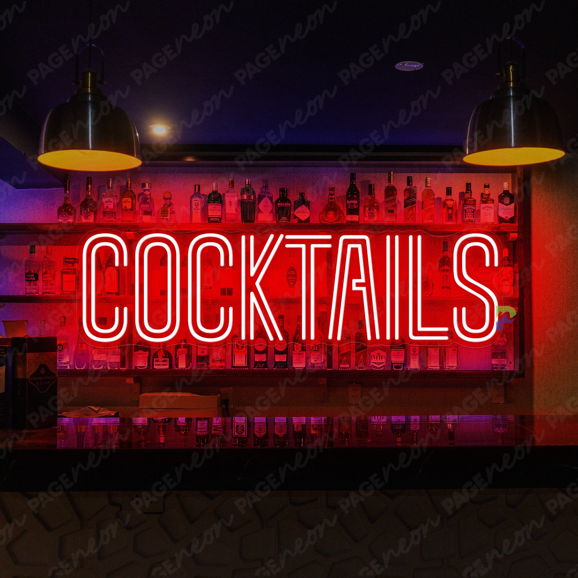 Cocktails Neon Sign For Bar Red