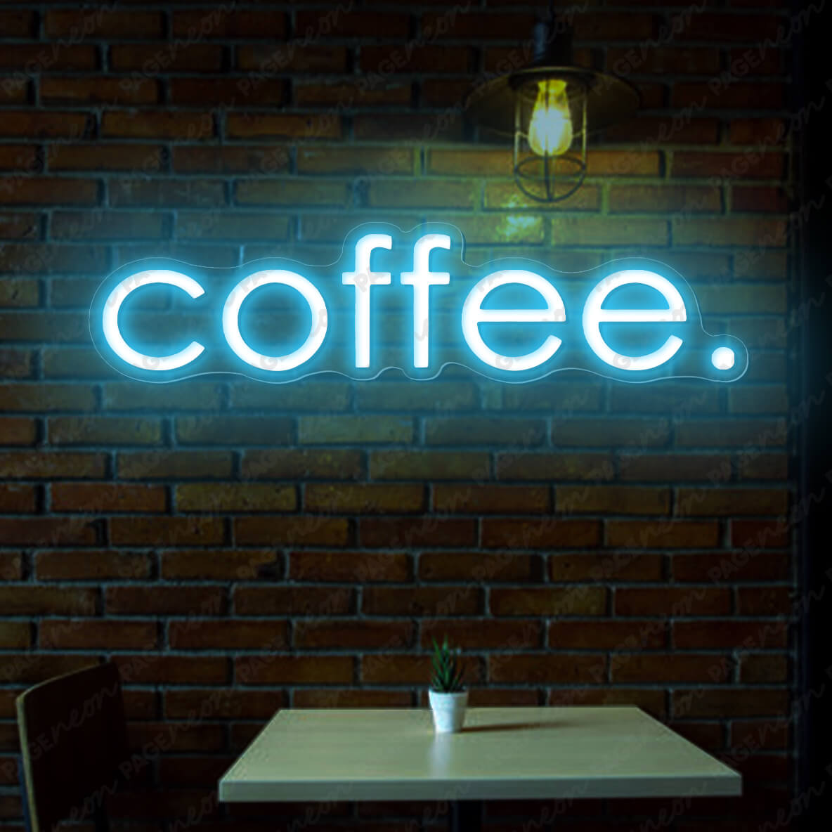 Coffee Neon Sign Led Light Light Blue