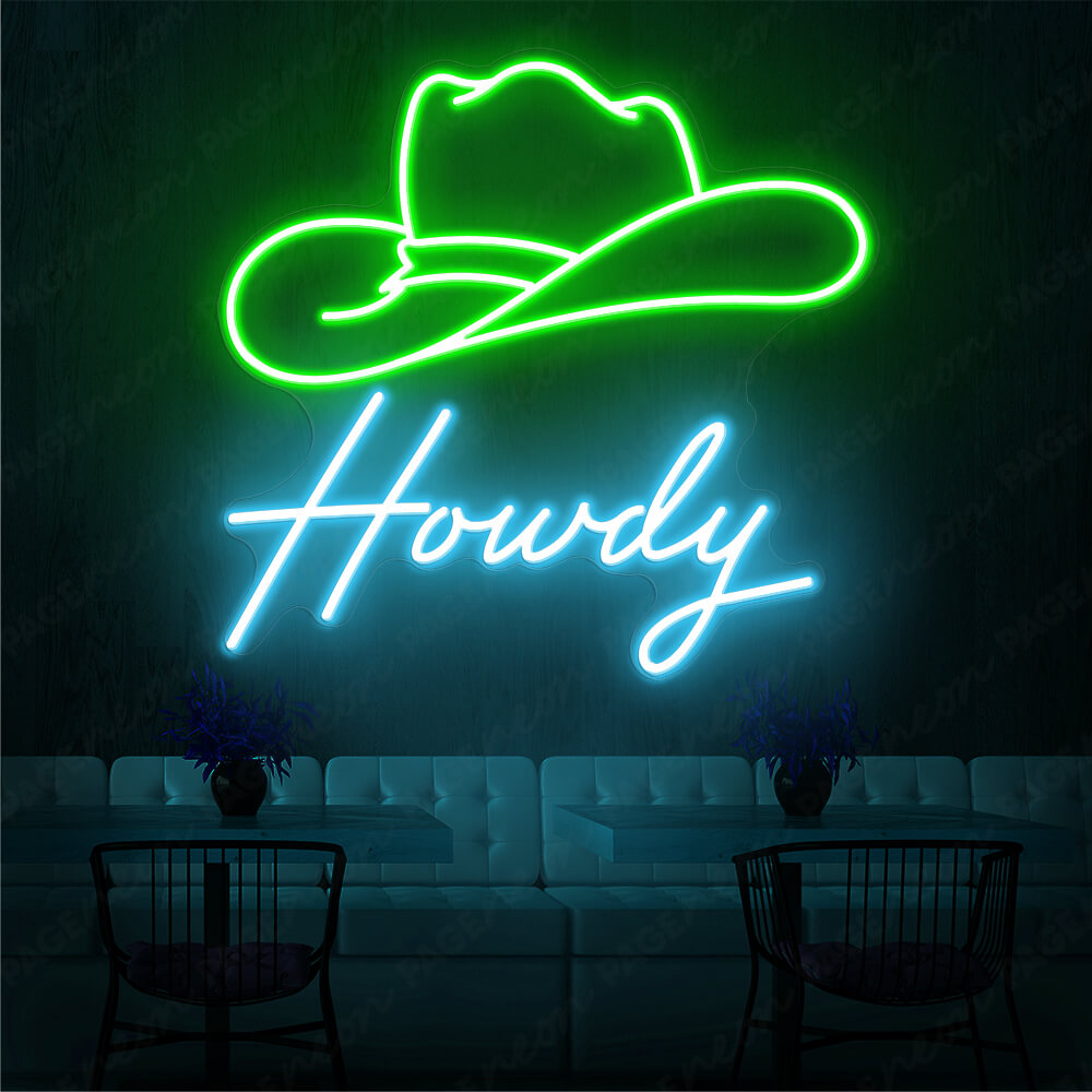 Cowboy Hat Neon Sign Howdy Light Up Sign Light Blue