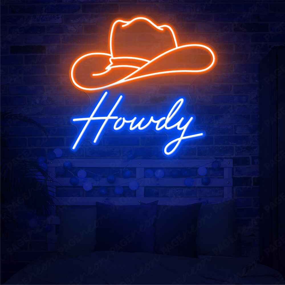 Cowboy Hat Neon Sign Howdy Light Up Sign Orange
