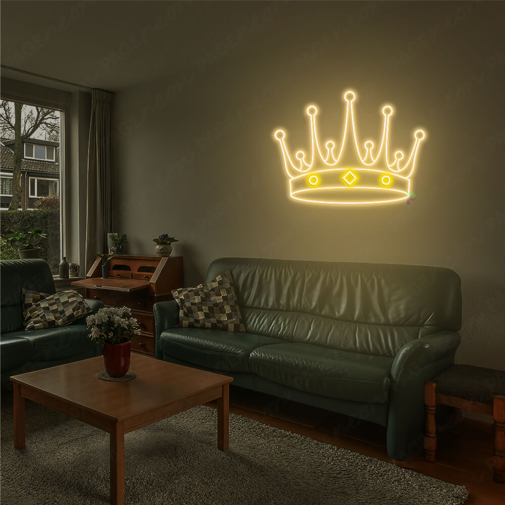 Crown Neon Sign Aesthetic Led Light Gold Yellow