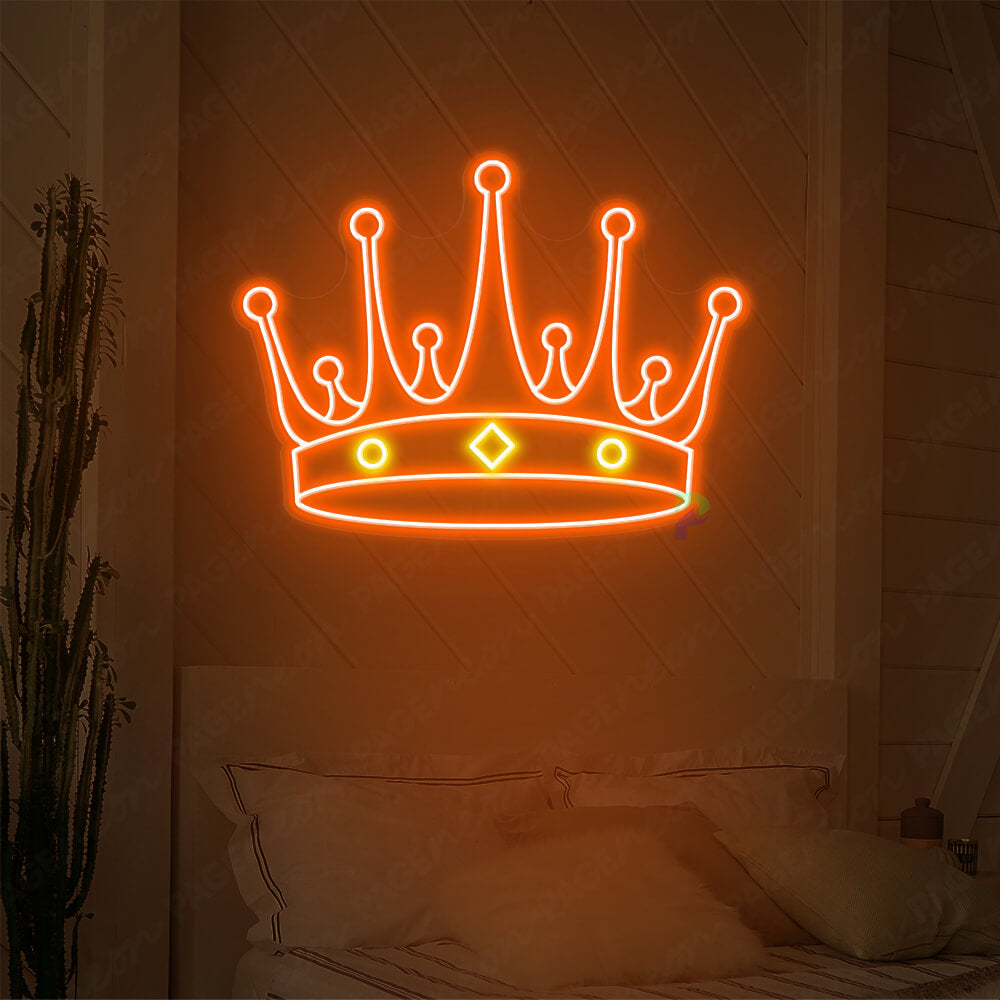 Crown Neon Sign Aesthetic Led Light Orange