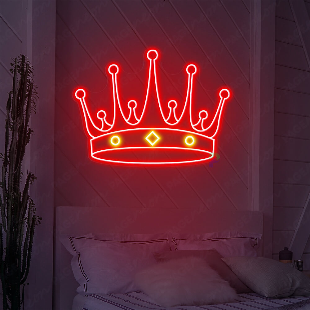 Crown Neon Sign Aesthetic Led Light  Red