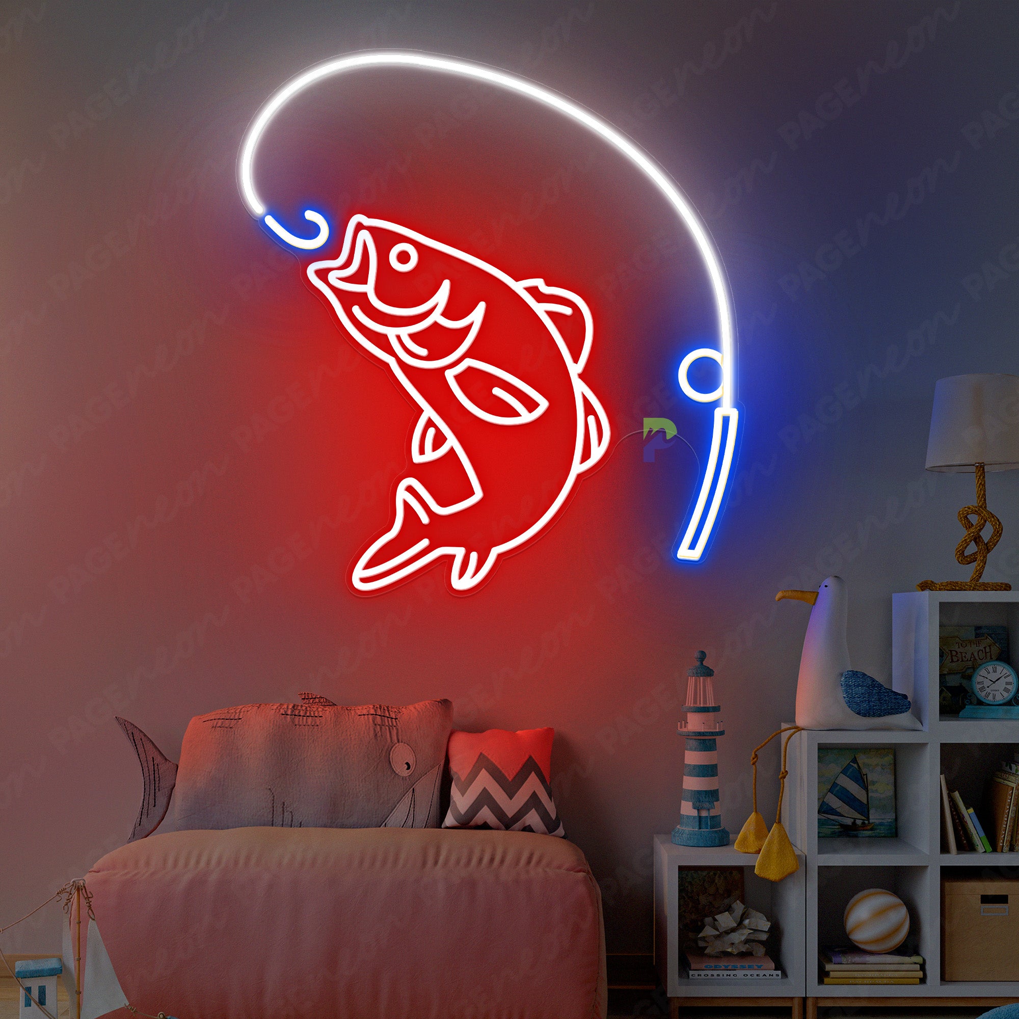 Fishing Neon Sign Led Light Red