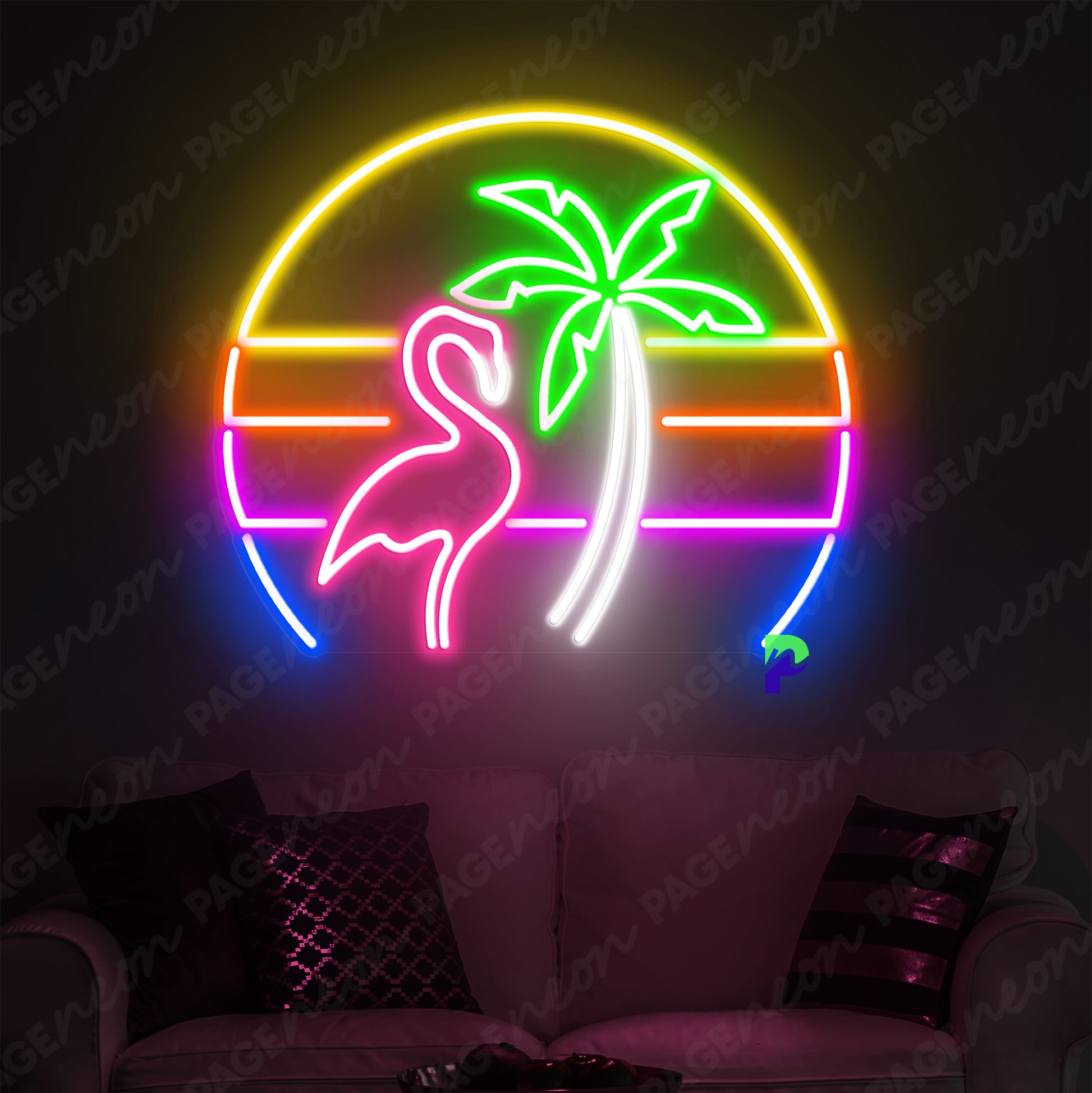  Flamingo Neon Sign Palm Tree Led Light 1
