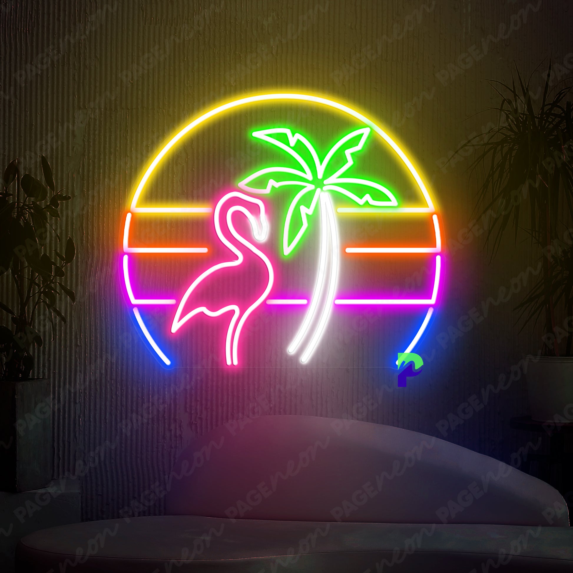  Flamingo Neon Sign Palm Tree Led Light 2