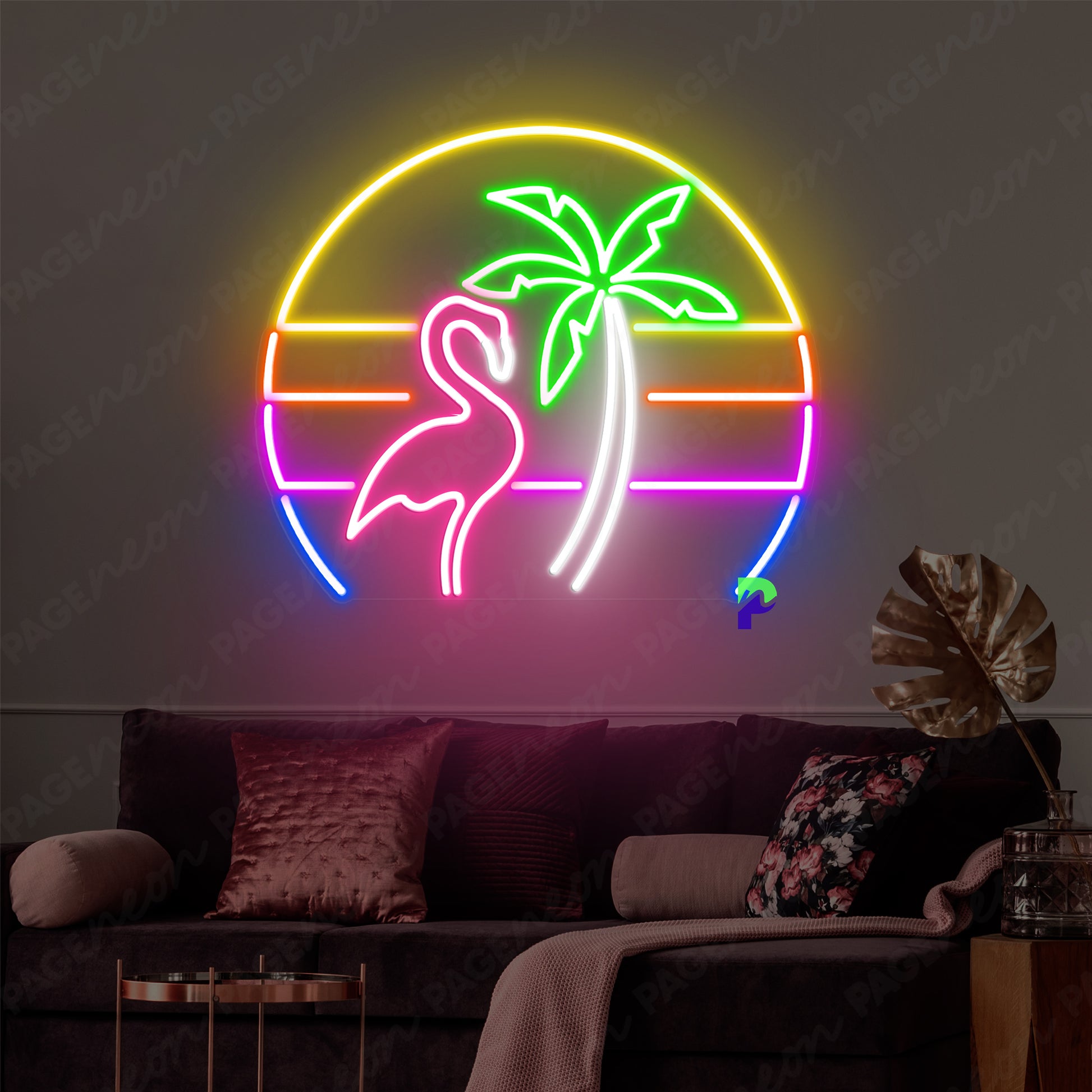 Flamingo Neon Sign Palm Tree Led Light 3