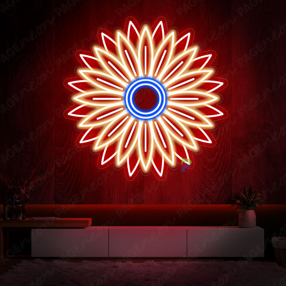 Flower Neon Sign Sunflower Neon Light Crimson