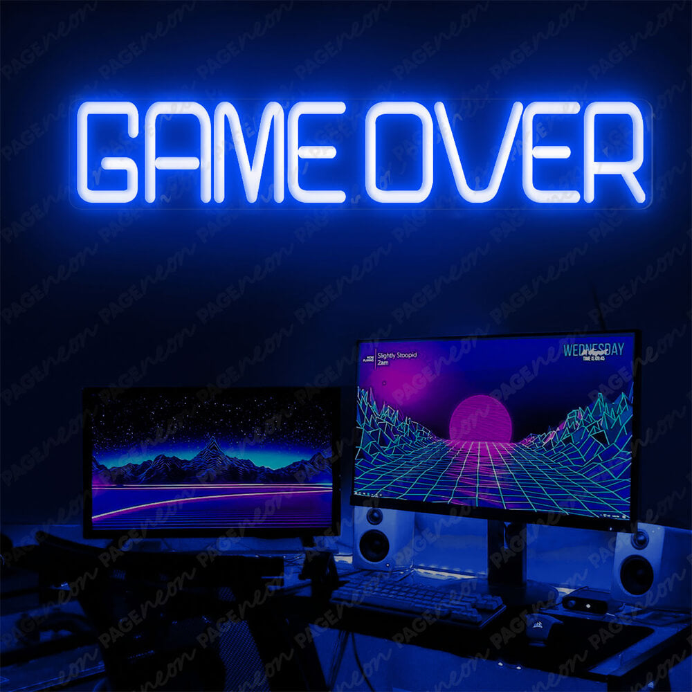 Game Over Neon Sign Gamer Led Sign Blue