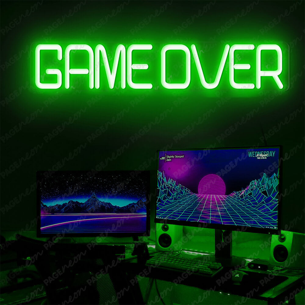 Game Over Neon Sign Gamer Led Sign Green