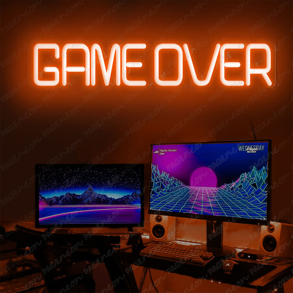 Game Over Neon Sign Gamer Led Sign Orange