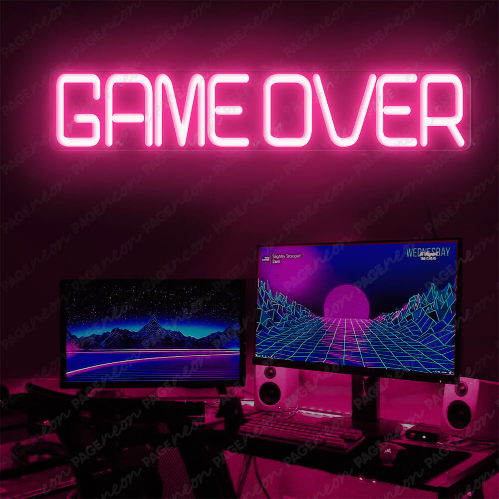 Game Over Neon Sign Gamer Led Sign Pink