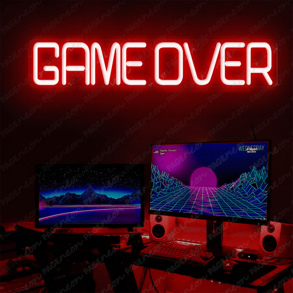 Game Over Neon Sign Gamer Led Sign Red