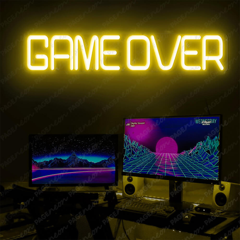 Game Over Neon Sign Gamer Led Sign Yellow