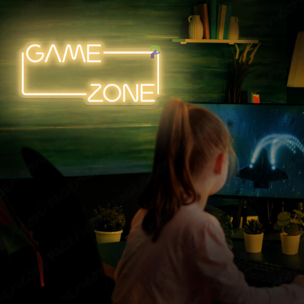 Game Zone Neon Sign Gaming Light Sign Gold Yellow