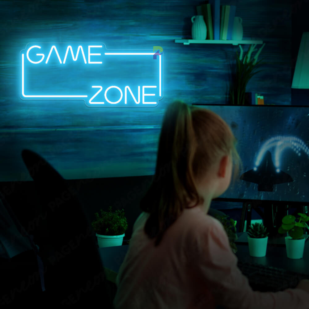 Game Zone Neon Sign Gaming Light Sign Light Blue