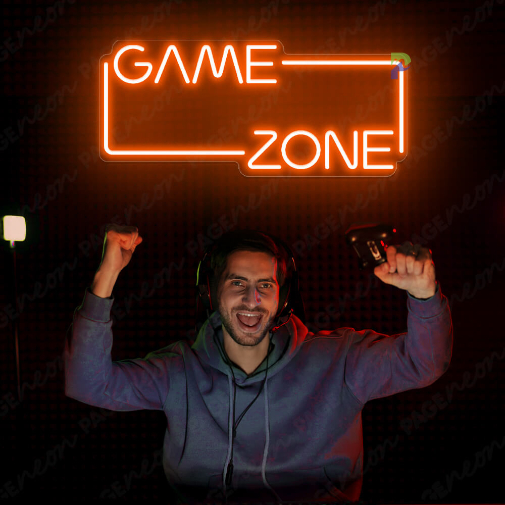 Game Zone Neon Sign Gaming Light Sign Orange