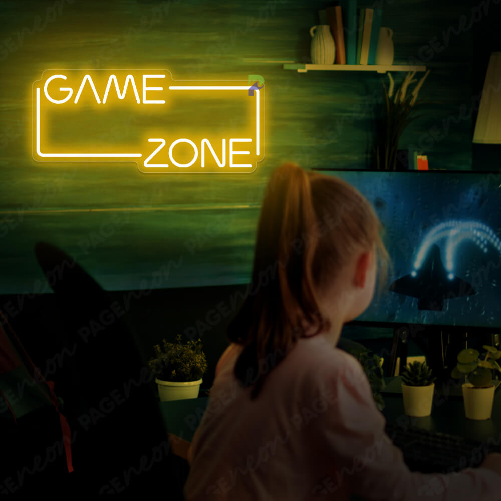 Game Zone Neon Sign Gaming Light Sign Orange Yellow