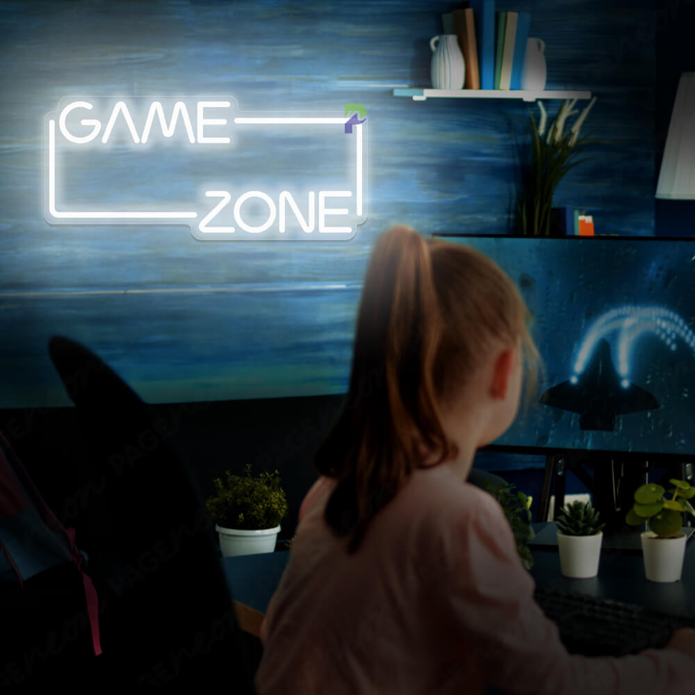 Game Zone Neon Sign Gaming Light Sign White