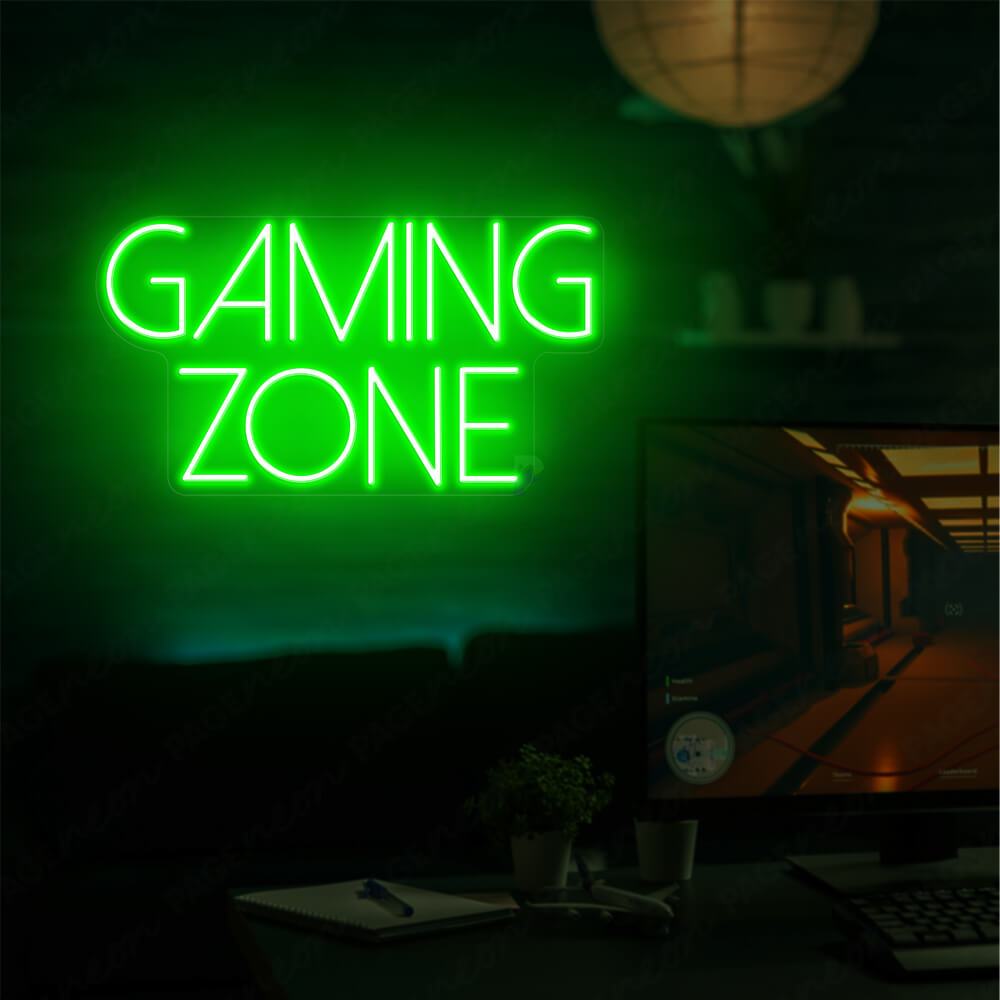 Gaming Zone Neon Sign Game Room Lighted Sign Green