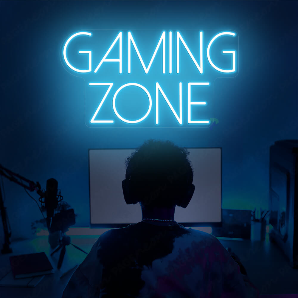 Gaming Zone Neon Sign Game Room Lighted Sign Light Blue