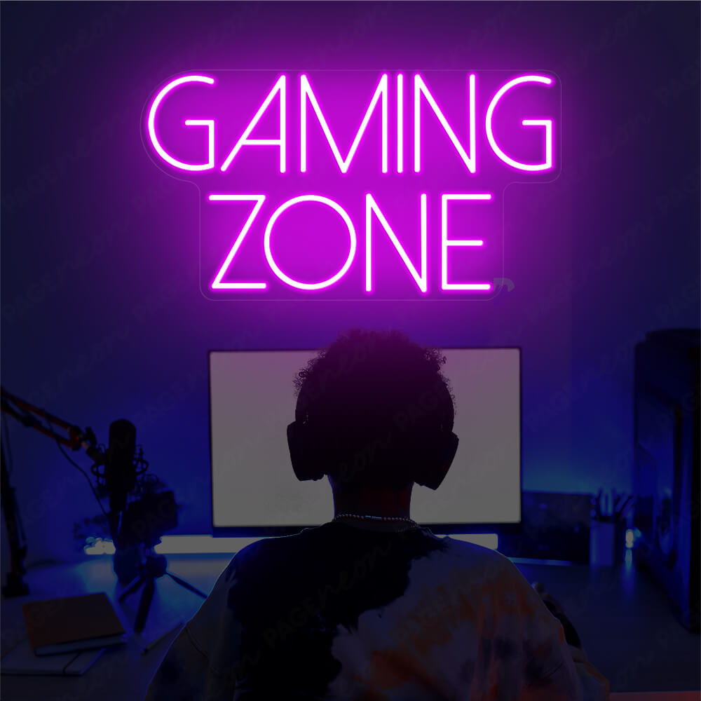 Gaming Zone Neon Sign Game Room Lighted Sign Purple
