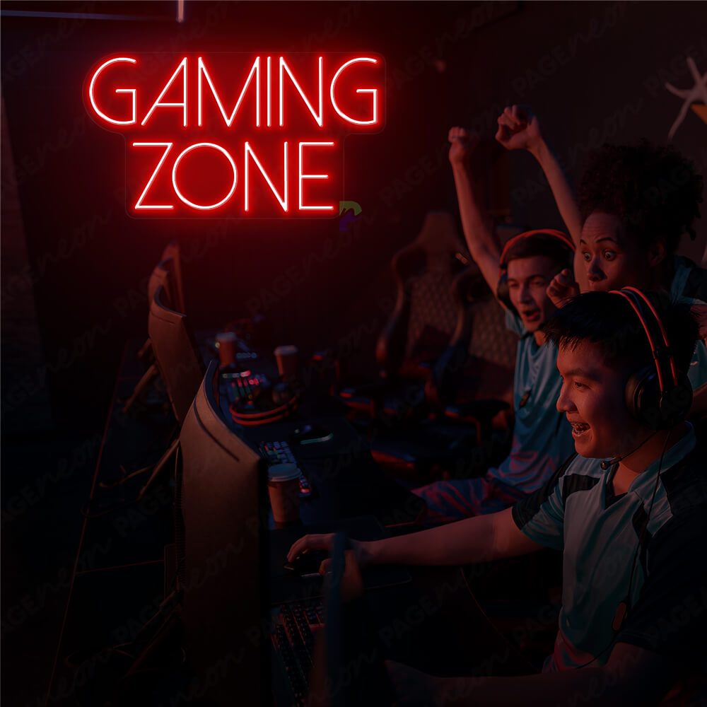 Gaming Zone Neon Sign Game Room Lighted Sign Red