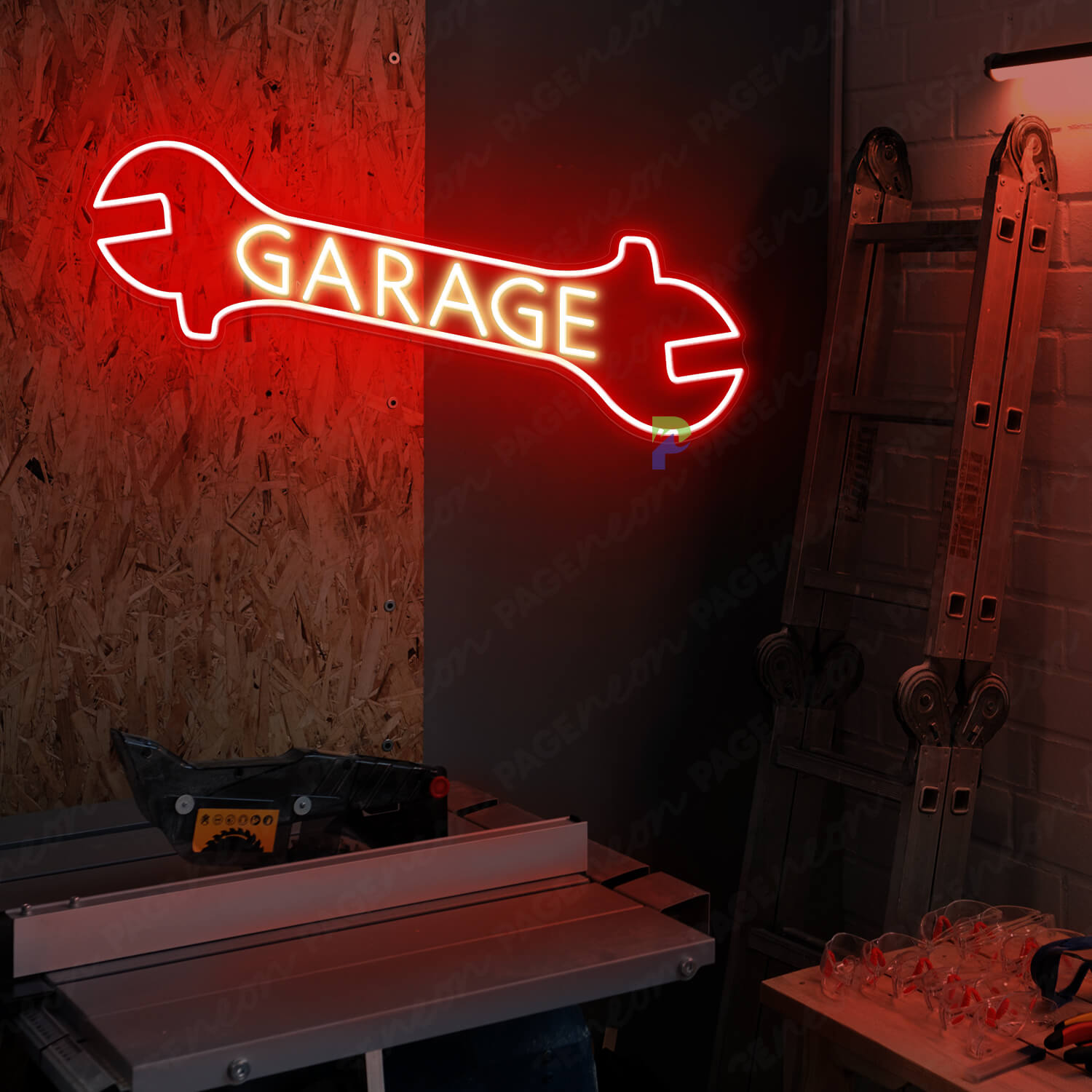  Garage Neon Sign Wrench Led Light Red