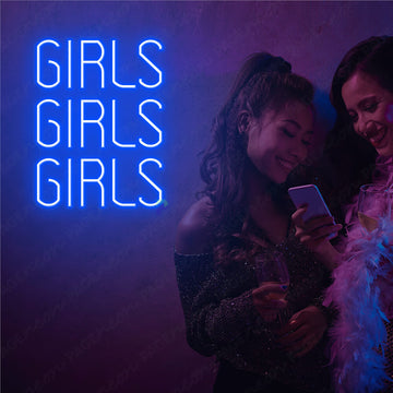 Girls Girls Girls Neon Sign Party Led Light Blue