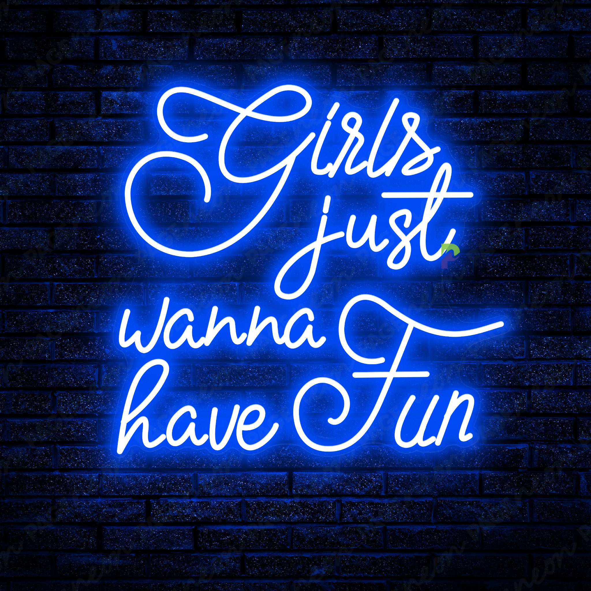 Girls Just Wanna Have Fun Neon Sign Party Girl Led Light Blue