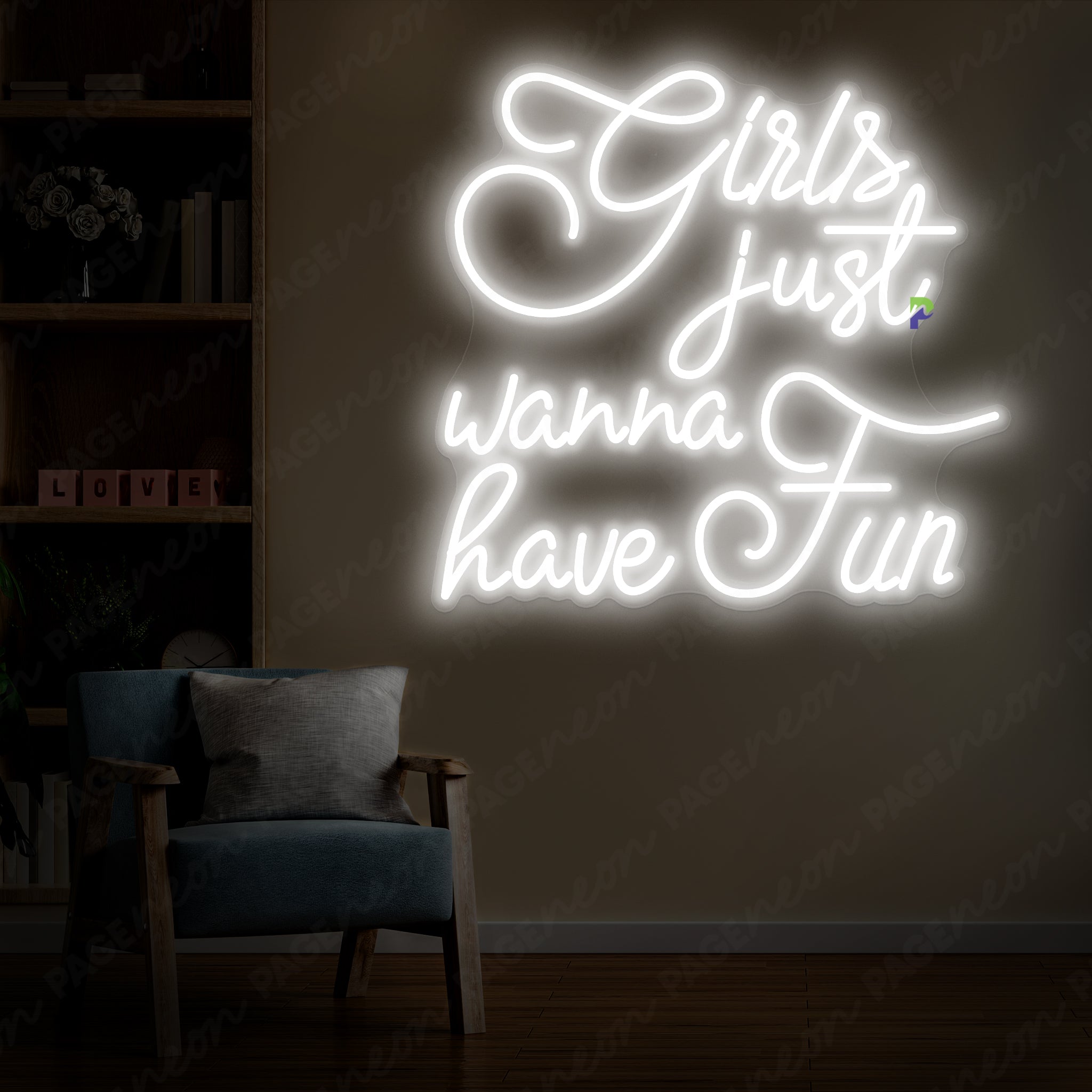 Girls Just Wanna Have Fun Neon Sign Party Girl Led Light White