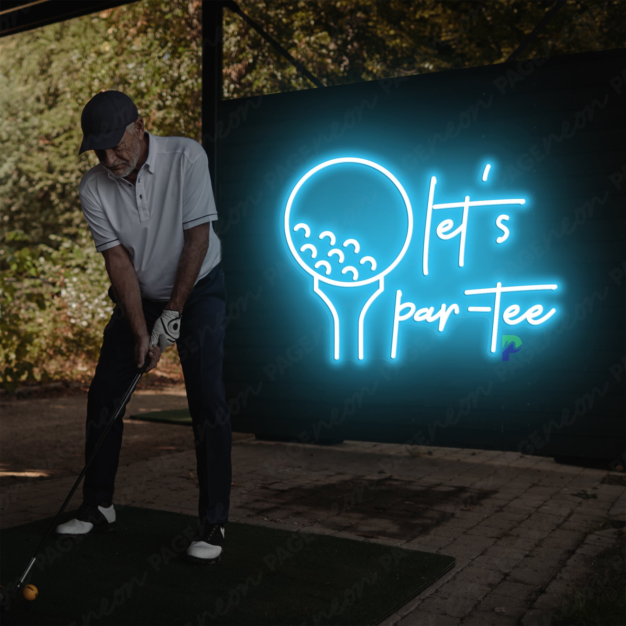 Golf Neon Sign Lets Par-Tee Led Light Light Blue