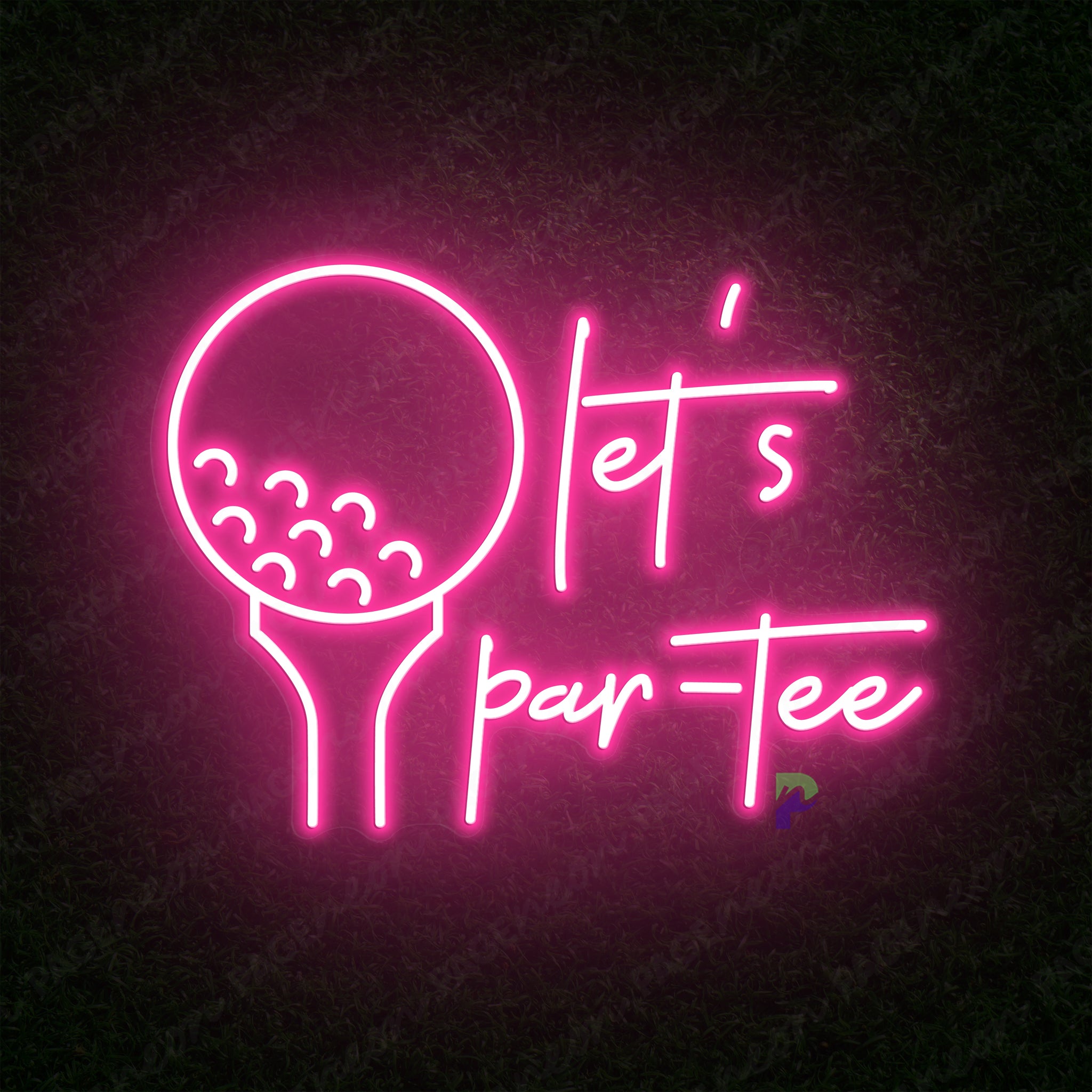 Golf Neon Sign Lets Par-Tee Led Light Pink