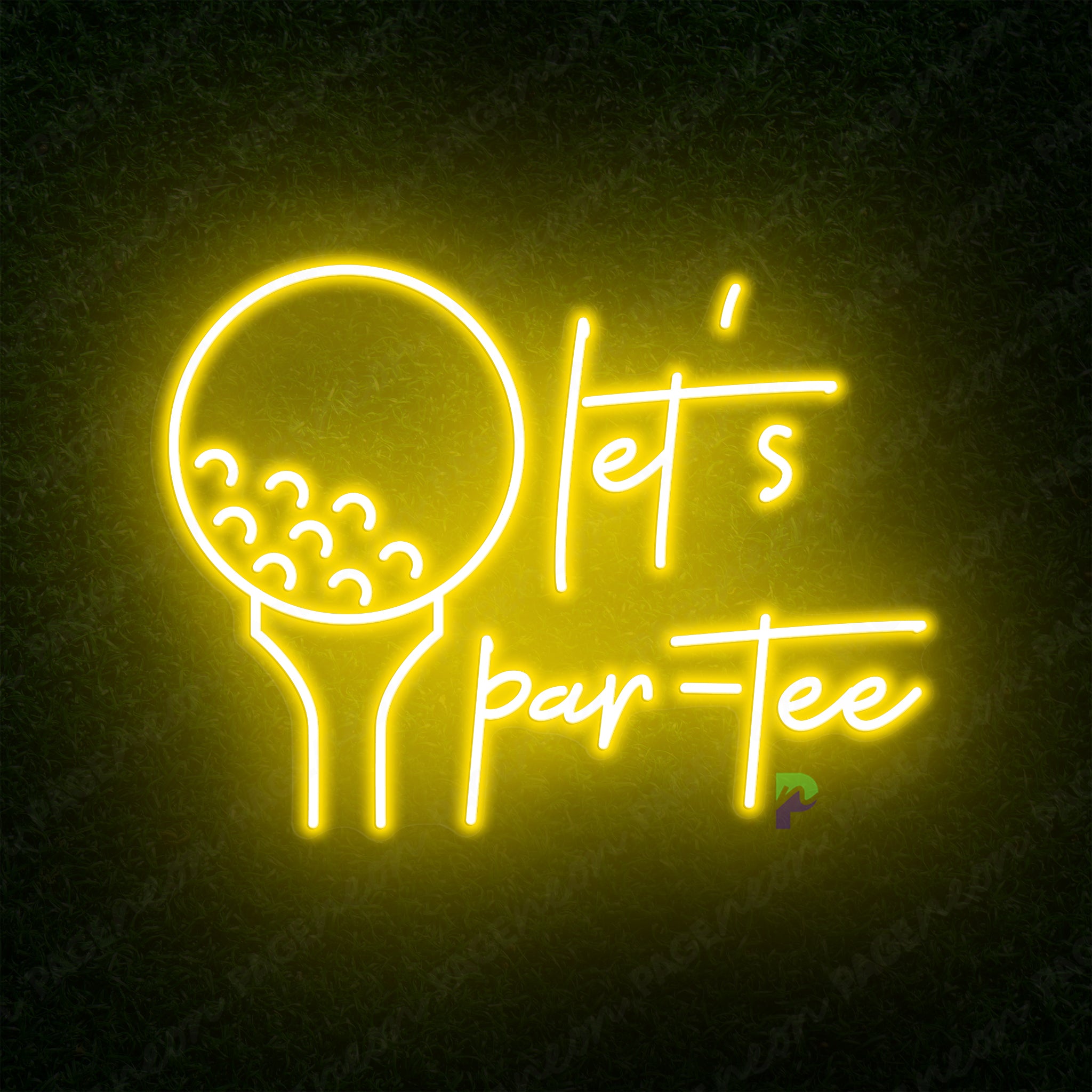 Golf Neon Sign Lets Par-Tee Led Light Yellow