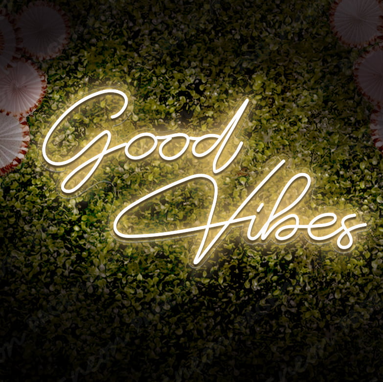 Good Vibes Neon Sign Light Up Party Sign GoldYellow