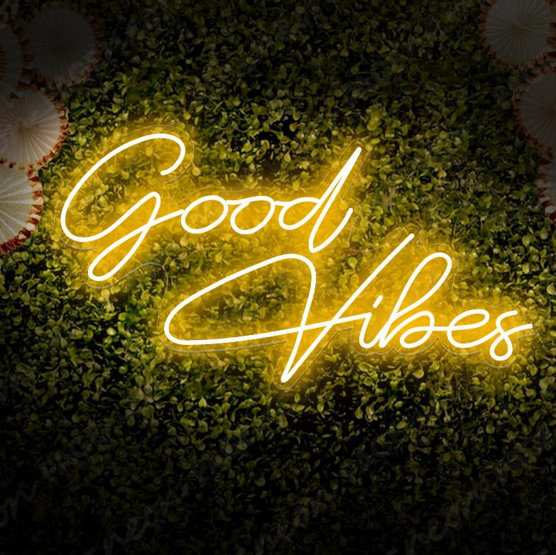Good Vibes Neon Sign Light Up Party Sign Gold Yellow