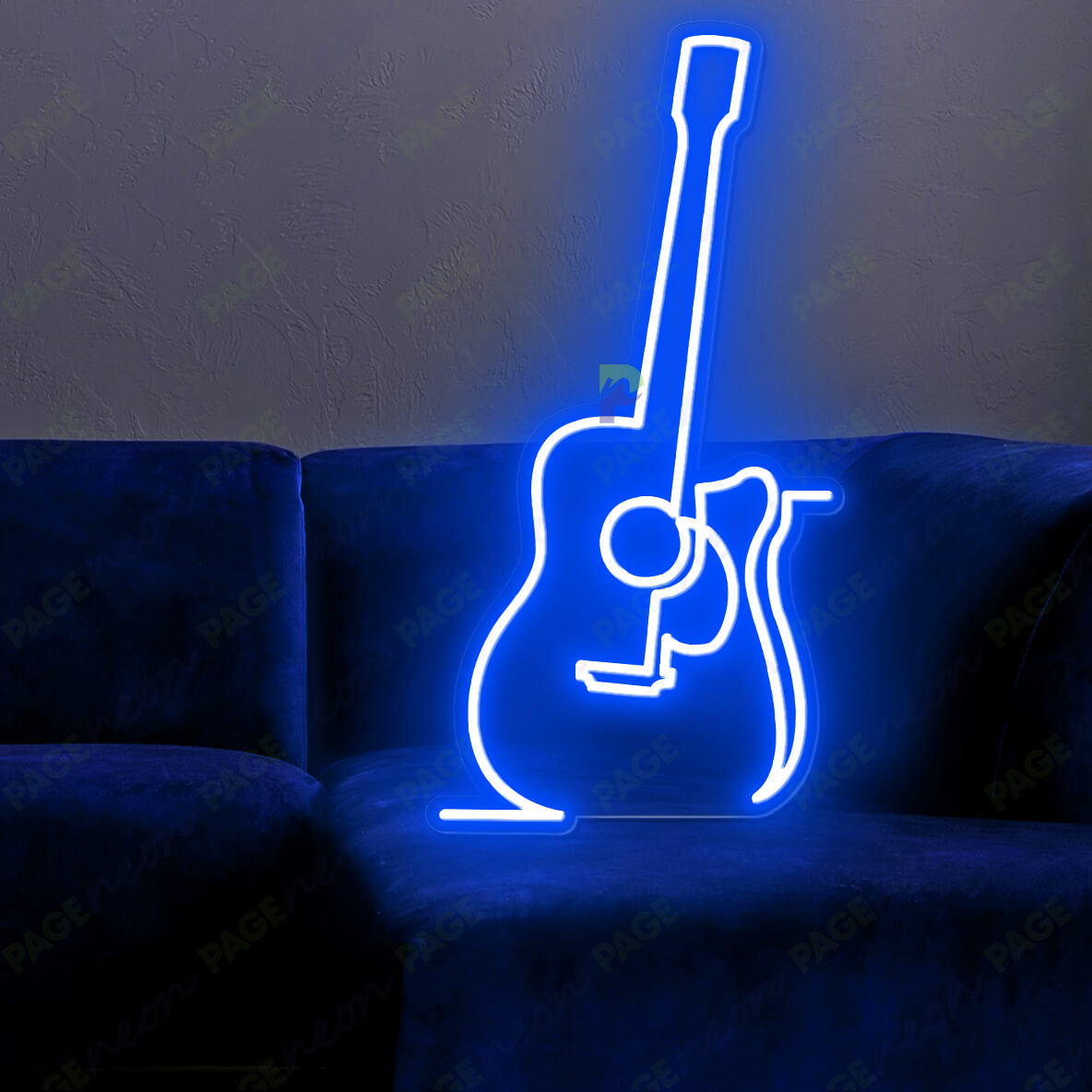 Guitar Neon Sign Music Neon Lights Blue