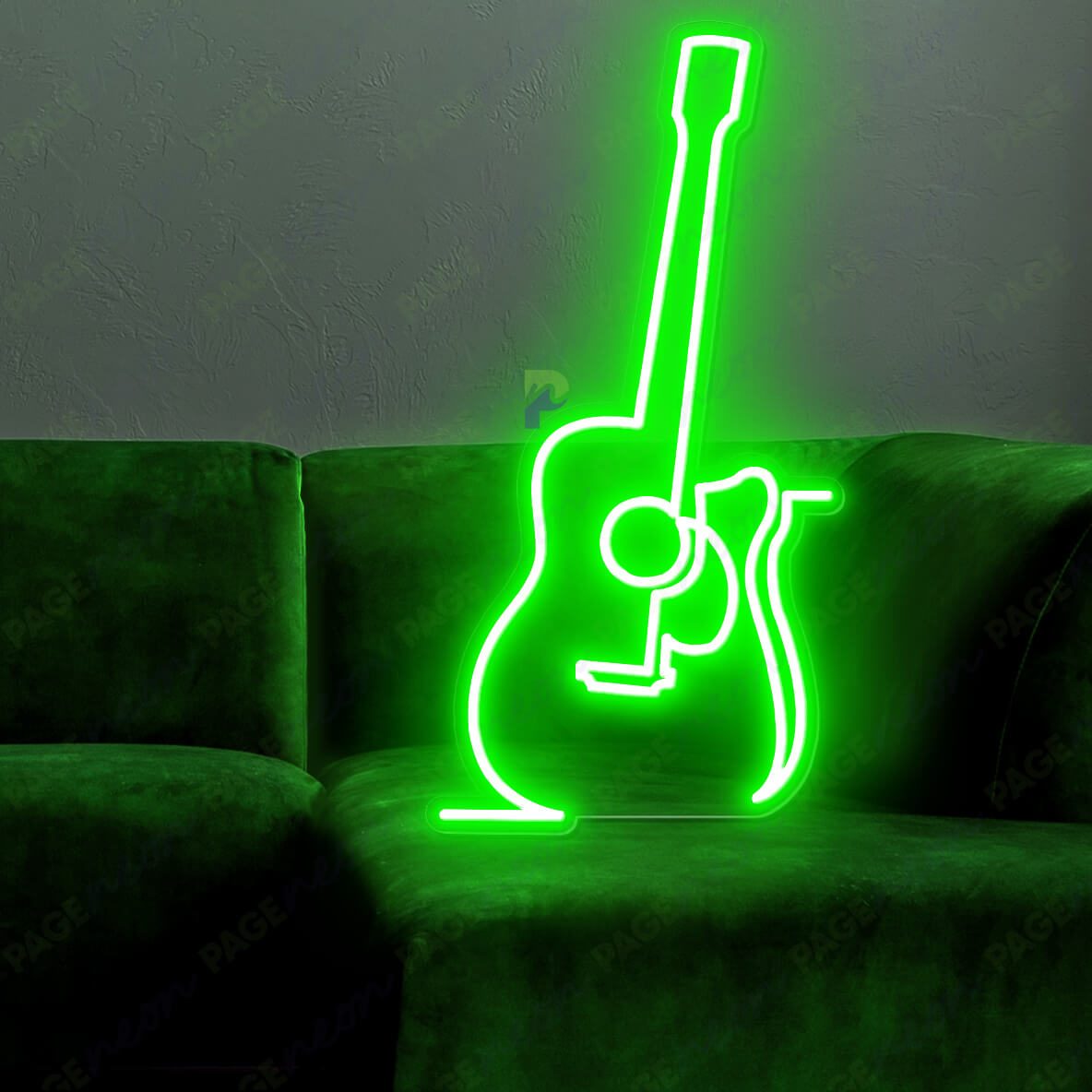 Guitar Neon Sign Music Neon Lights Green