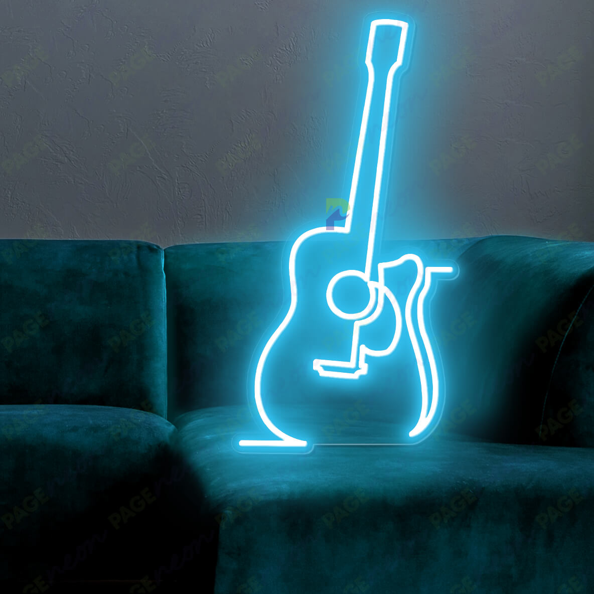 Guitar Neon Sign Music Neon Lights Light Blue