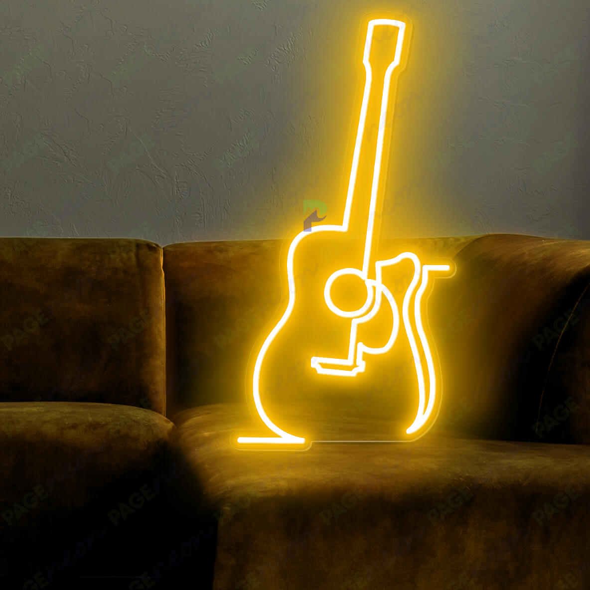 Guitar Neon Sign Music Neon Lights Orange Yellow