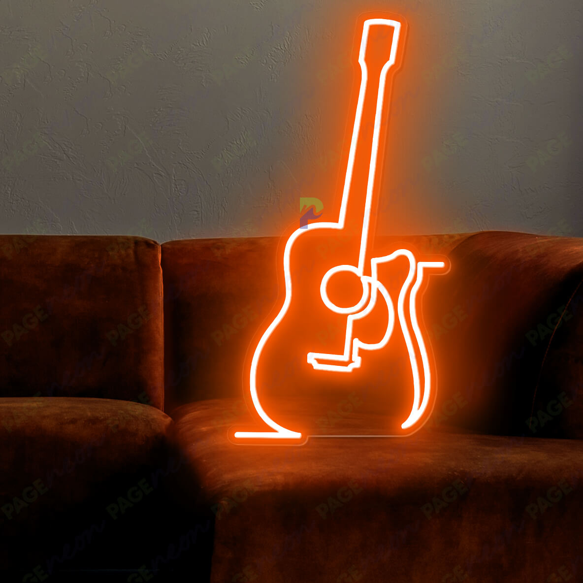 Guitar Neon Sign Music Neon Lights Orange
