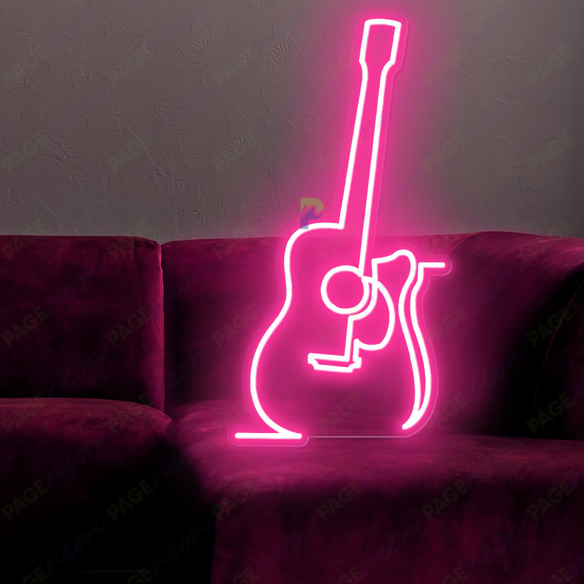 Guitar Neon Sign Music Neon Lights Pink