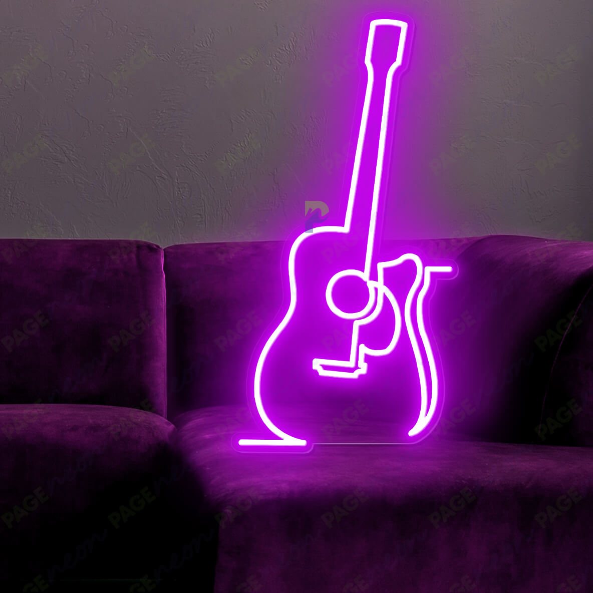 Guitar Neon Sign Music Neon Lights Purple
