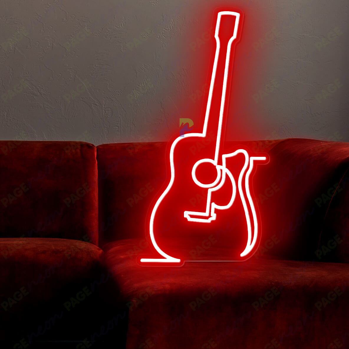 Guitar Neon Sign Music Neon Lights Red