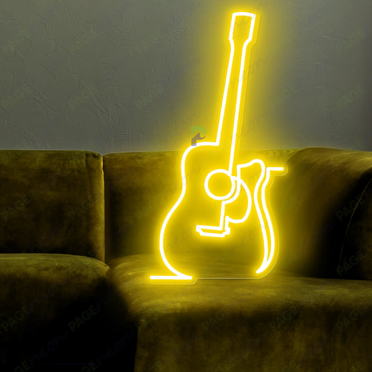Guitar Neon Sign Music Neon Lights Yellow