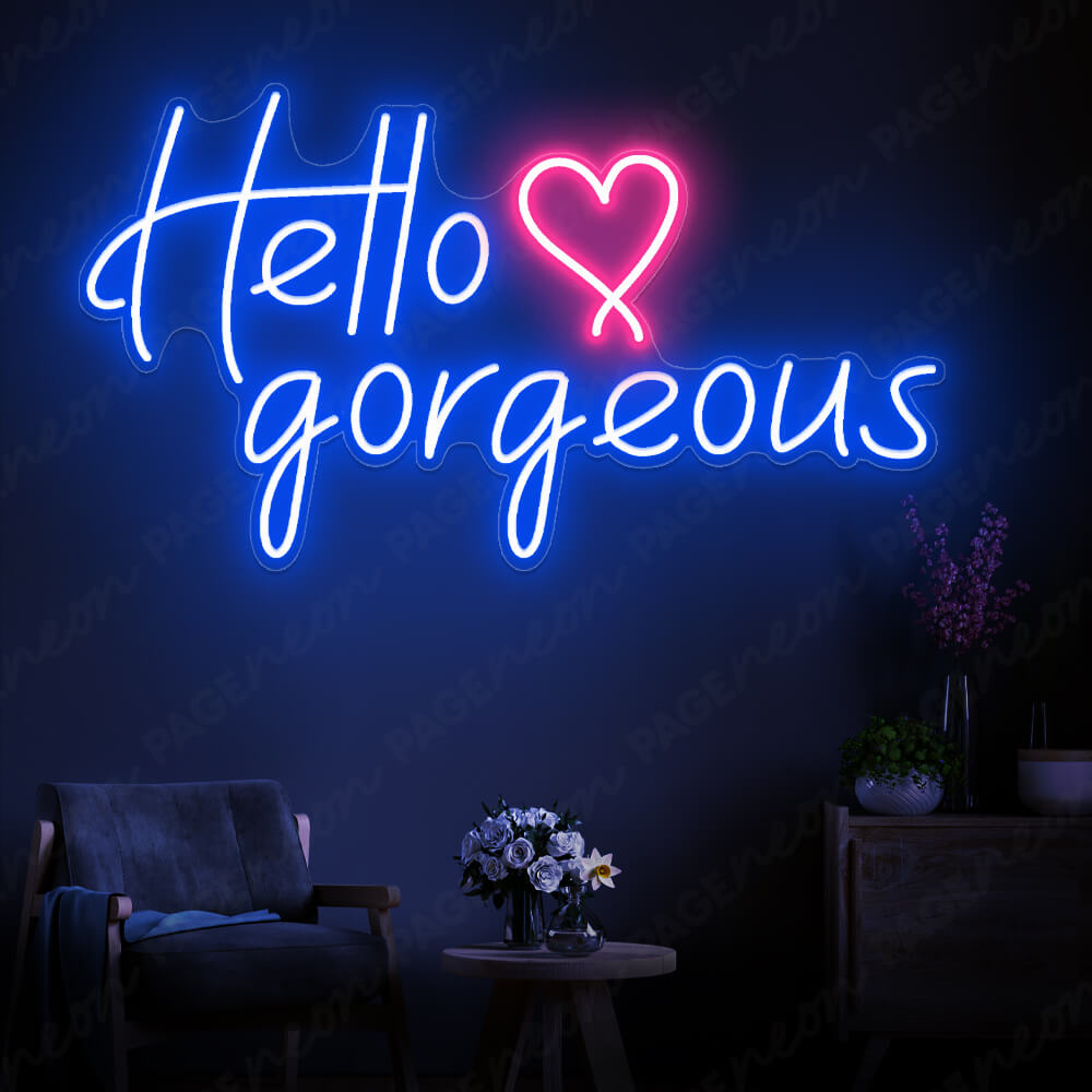 Hello Gorgeous Neon Sign Beauty Led Neon Light Blue