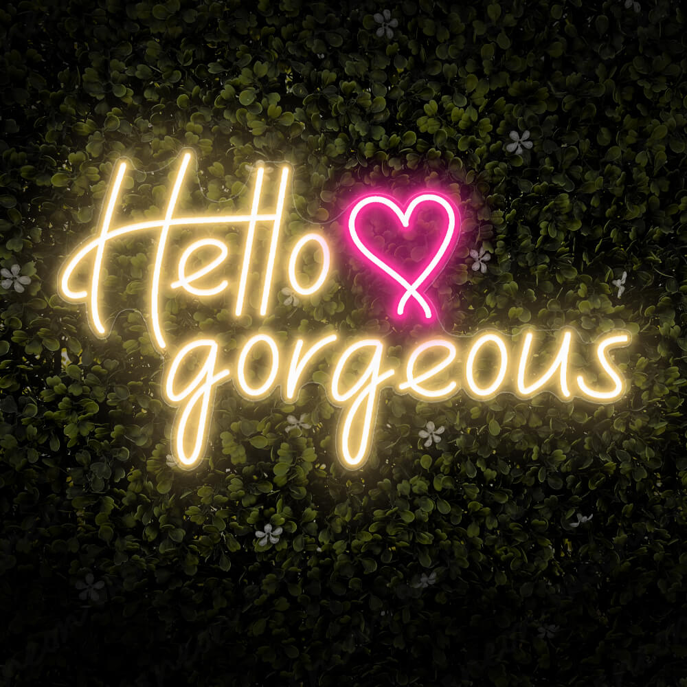 Hello Gorgeous Neon Sign Beauty Led Neon Light Gold Yellow