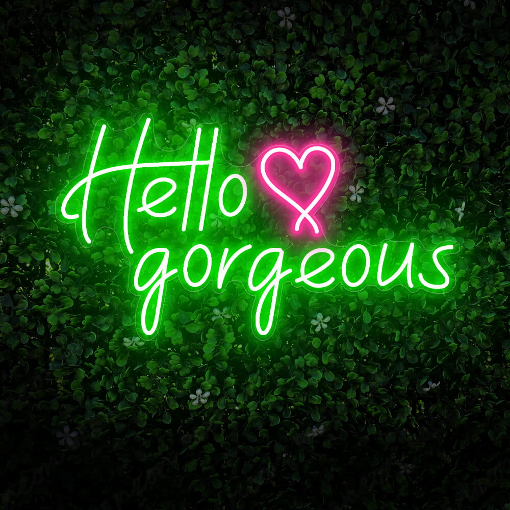 Hello Gorgeous Neon Sign Beauty Led Neon Light Green